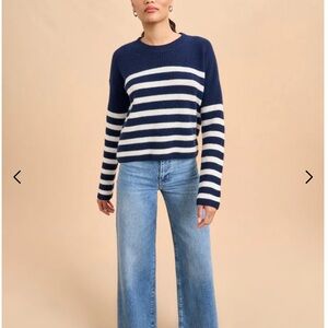 La Ligne Mini Striped Toujours Sweater, Ribbed Cashmere, S, Blue/Cream